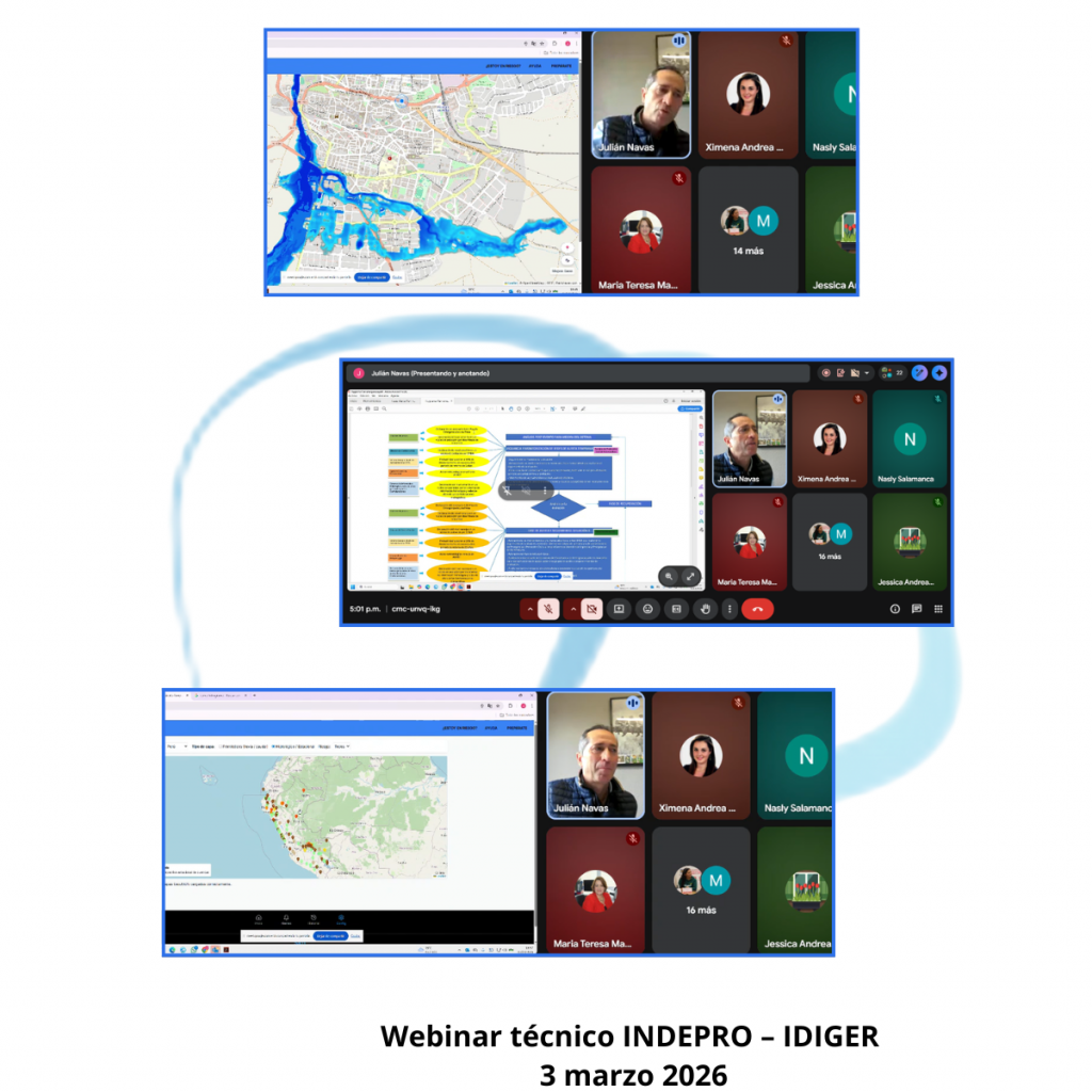 Webinar técnico entre INDEPRO e IDIGER sobre gestión del riesgo de inundaciones y sistemas de alerta temprana