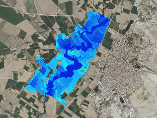 Mapa del Plan de Protección Civil de Tauste frente a inundaciones - Indepro y PWACS. Technical map of the Tauste Civil Protection Plan - Indepro & PWACS